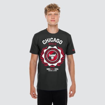 Men's New Era  Black Chicago Bulls Laurel Crest Flocking T-Shirt