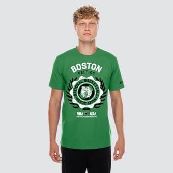Men's New Era  Kelly Green Boston Celtics Laurel Crest Flocking T-Shirt
