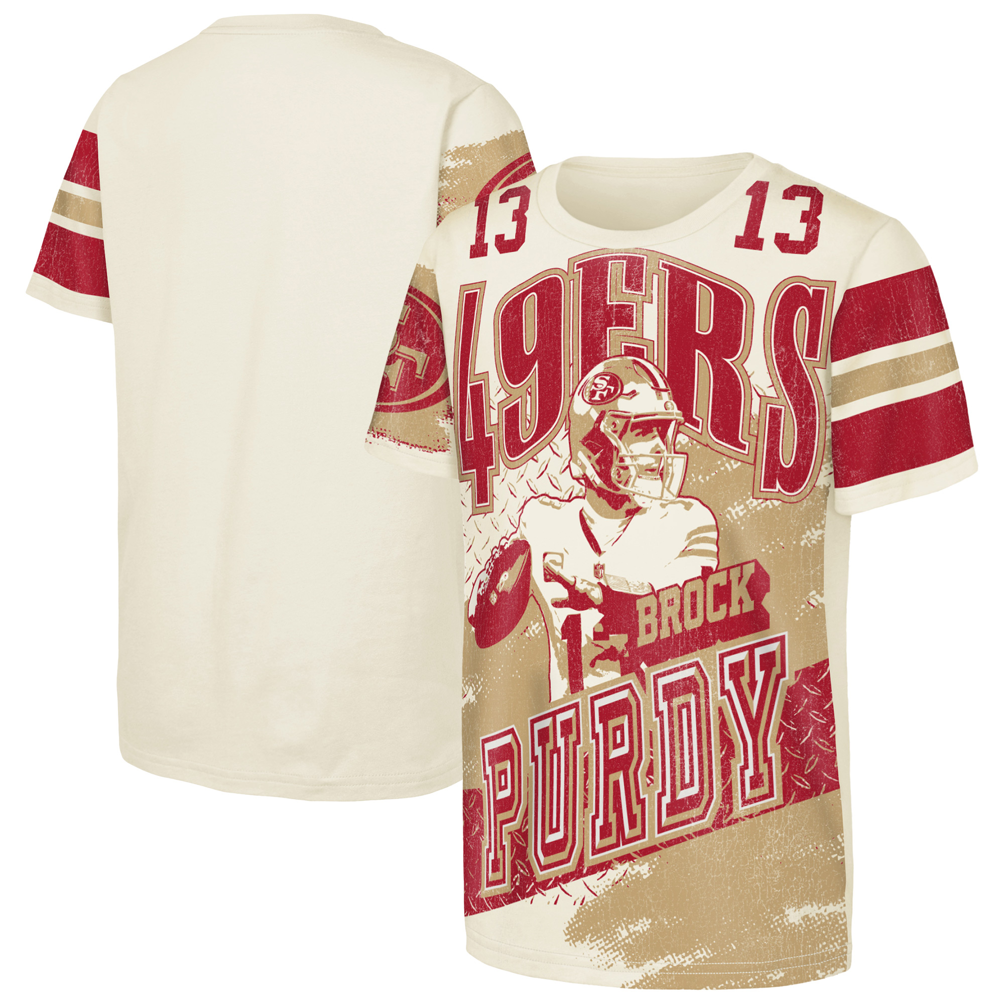 Outerstuff Big Boys' and Girls' Brock Purdy Natural San Francisco 49ers Classic Poster T-Shirt - Natural