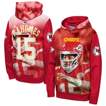 Youth Outerstuff Patrick Mahomes Red Kansas City Chiefs Peak Performance Name & Number Hoodie
