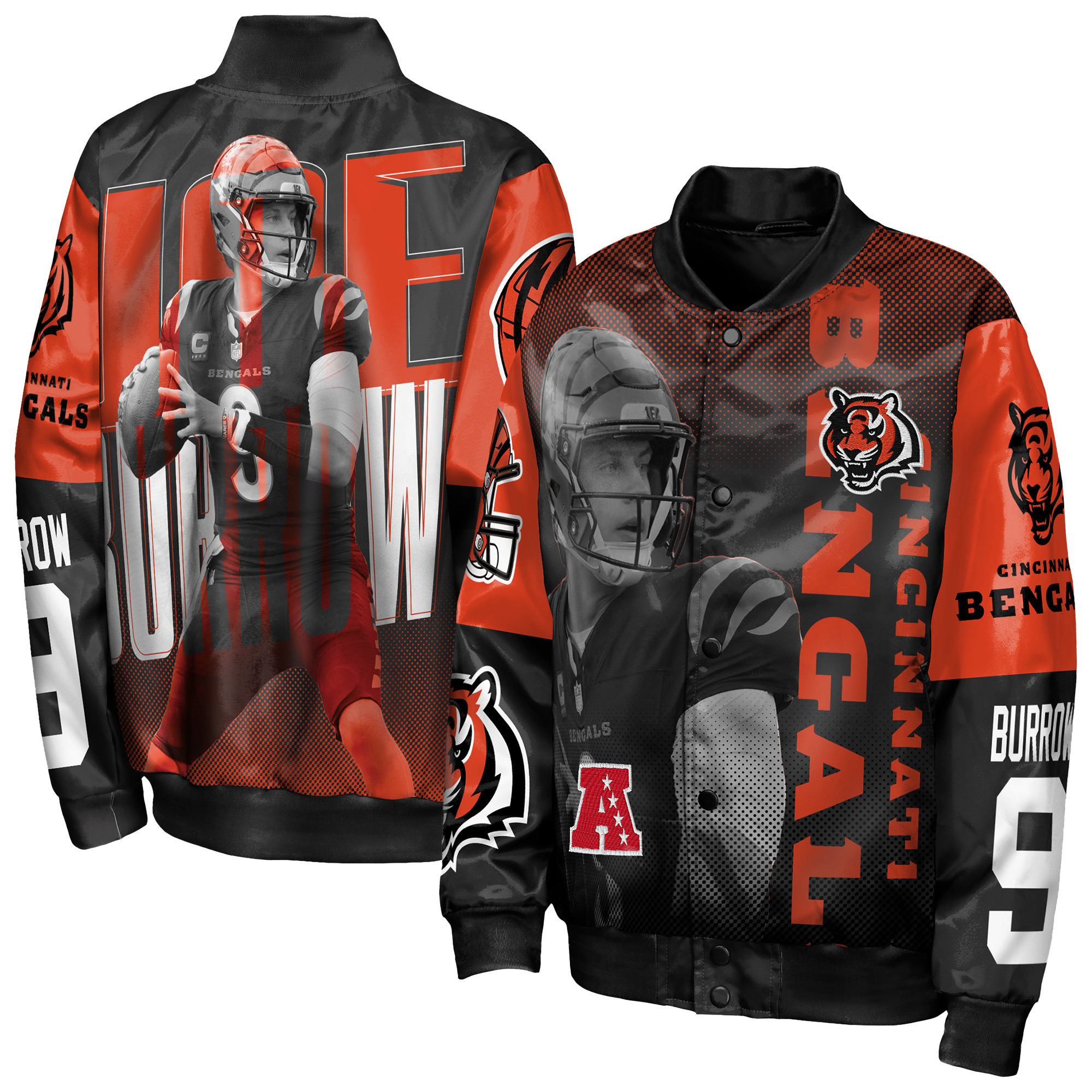 Youth Outerstuff Joe Burrow Black Cincinnati Bengals Legendary Full-Snap Satin Jacket