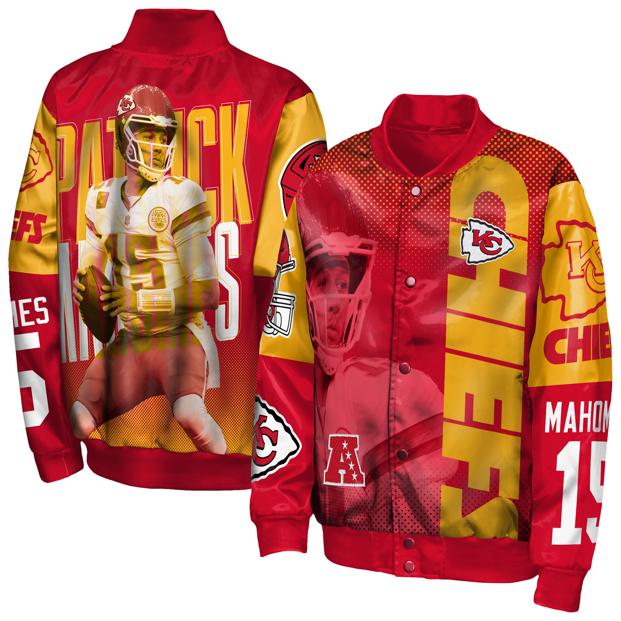Youth Outerstuff Patrick Mahomes Red Kansas City Chiefs Legendary Full-Snap Satin Jacket