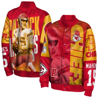 Youth Outerstuff Patrick Mahomes Red Kansas City Chiefs Legendary Full-Snap Satin Jacket