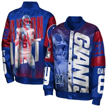Youth Outerstuff Jaxson Dart Royal New York Giants Legendary Full-Snap Satin Jacket