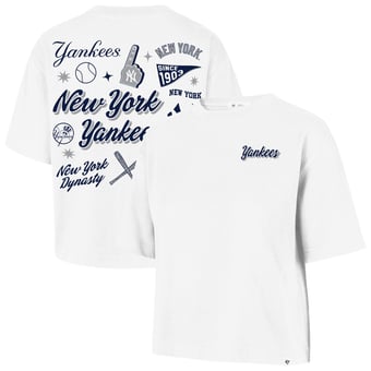 Women's '47  White New York Yankees Collage Script Reed City T-Shirt