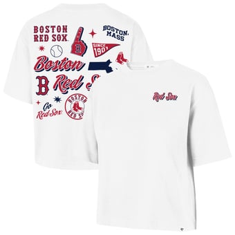 Women's '47  White Boston Red Sox Collage Script Reed City T-Shirt
