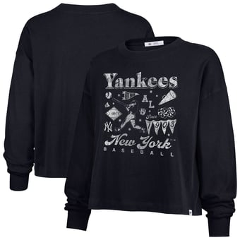 Women's '47  Navy New York Yankees Team Collage Sydney Long Sleeve T-Shirt