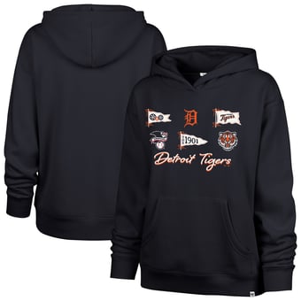 Women's '47  Navy Detroit Tigers Bow & Banners Naomi Hoodie