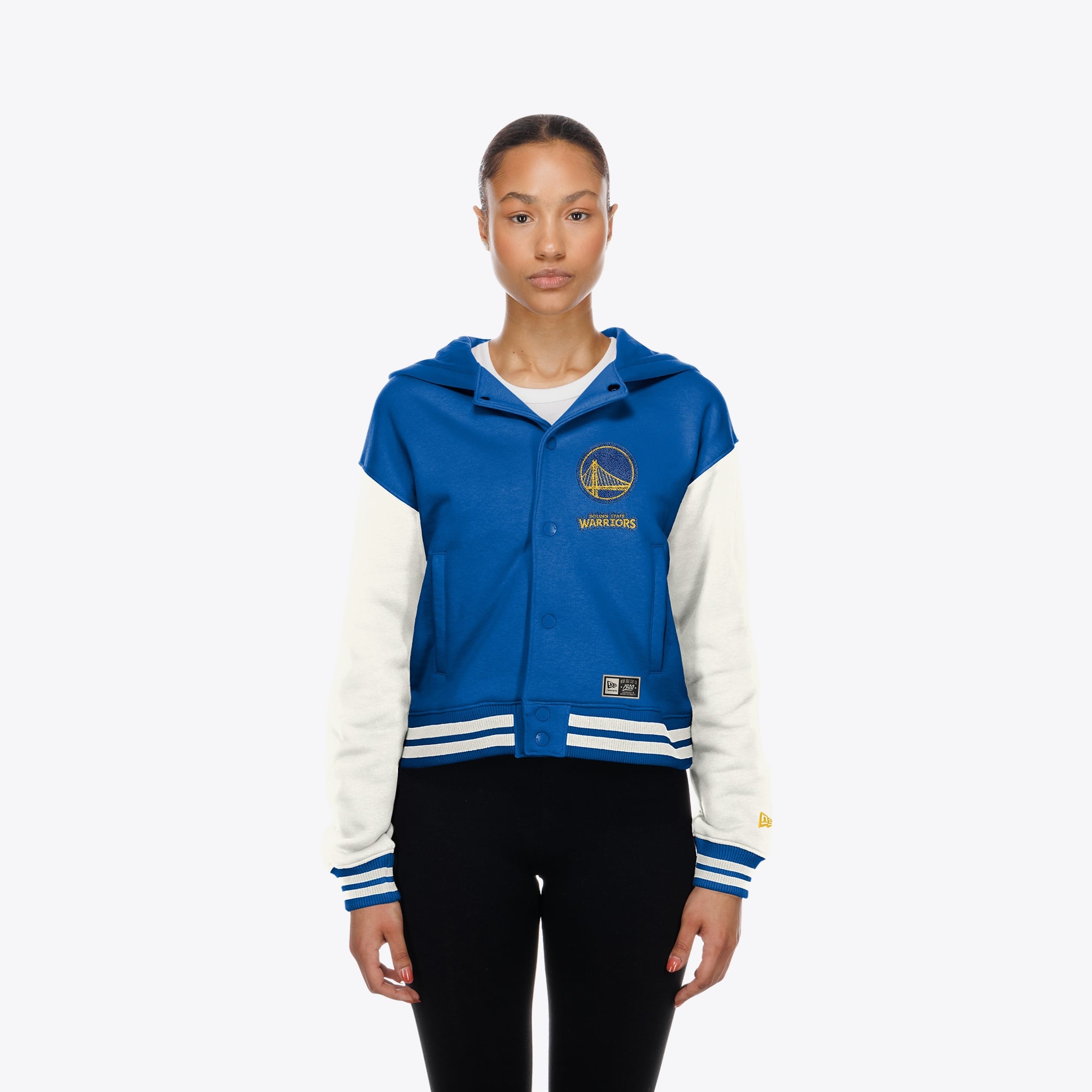 Women's New Era Royal Golden State Warriors Hooded Fleece Full-Snap Jacket