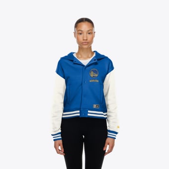 Women's New Era Royal Golden State Warriors Hooded Fleece Full-Snap Jacket