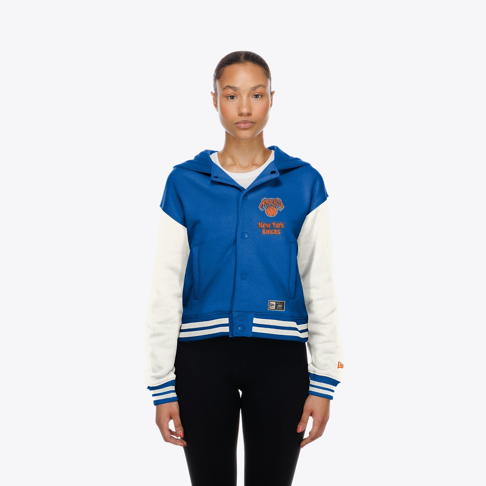 Women's New Era Blue New York Knicks Hooded Fleece Full-Snap Jacket