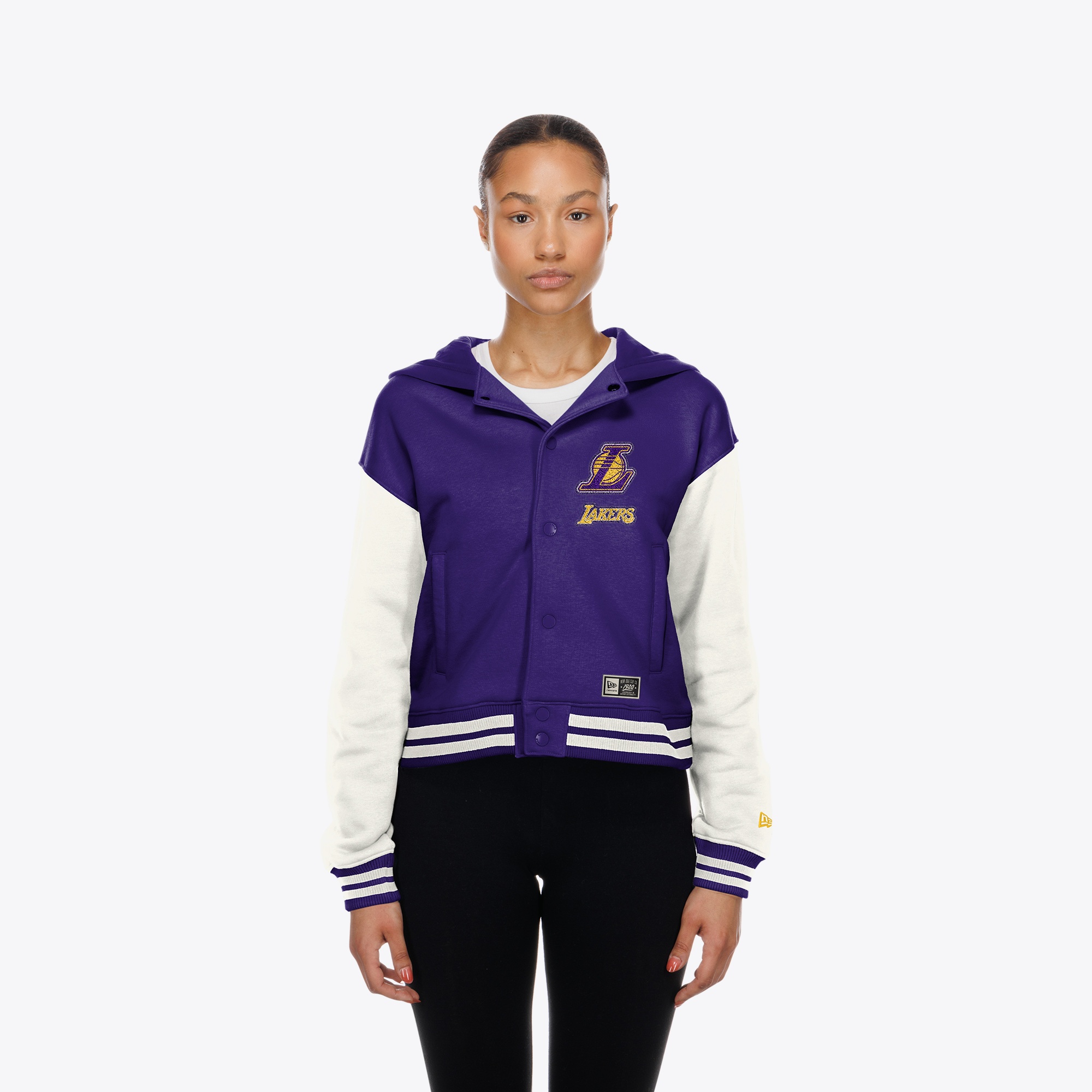 Women's New Era Purple Los Angeles Lakers Hooded Fleece Full-Snap Jacket