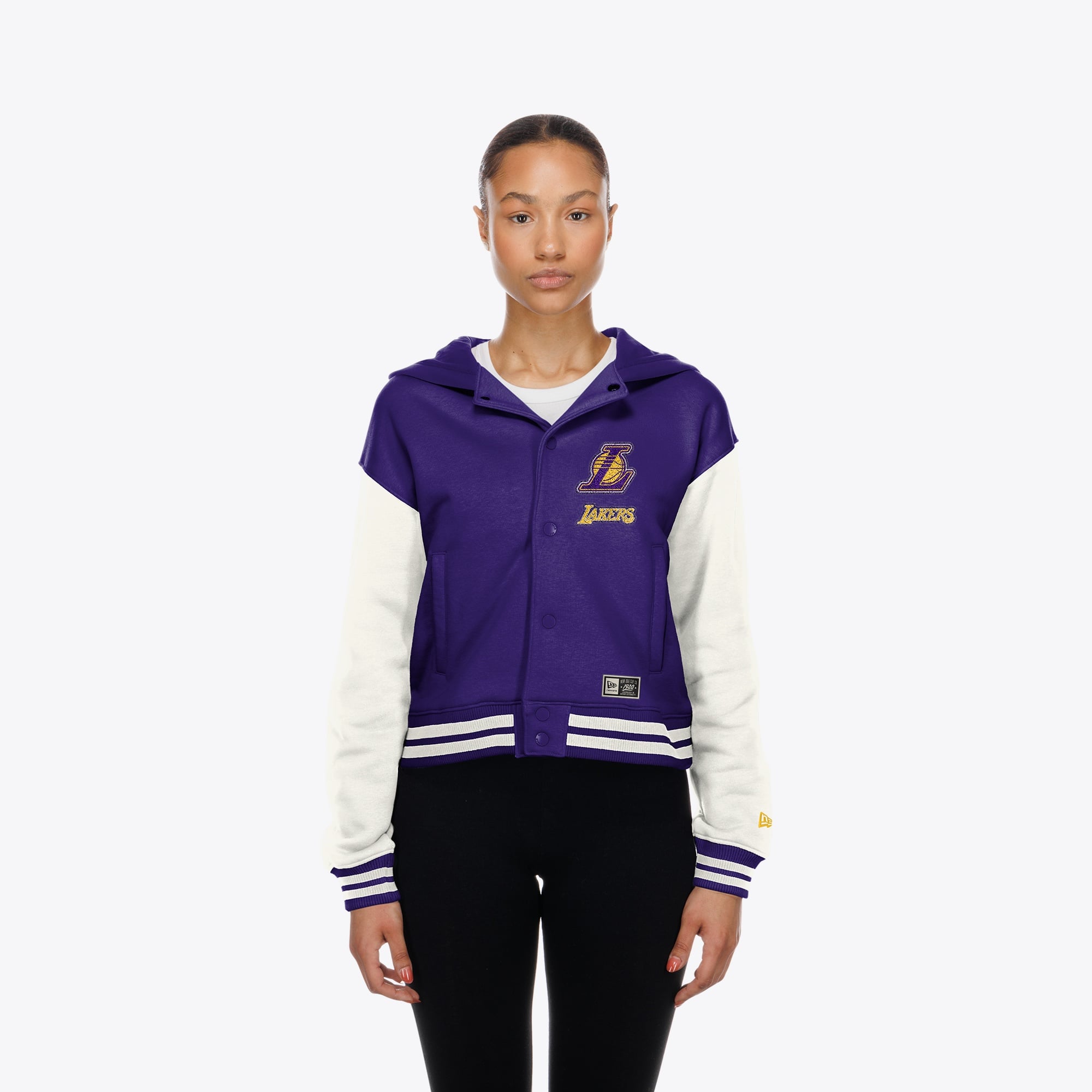 Women's New Era Purple Los Angeles Lakers Hooded Fleece Full-Snap Jacket