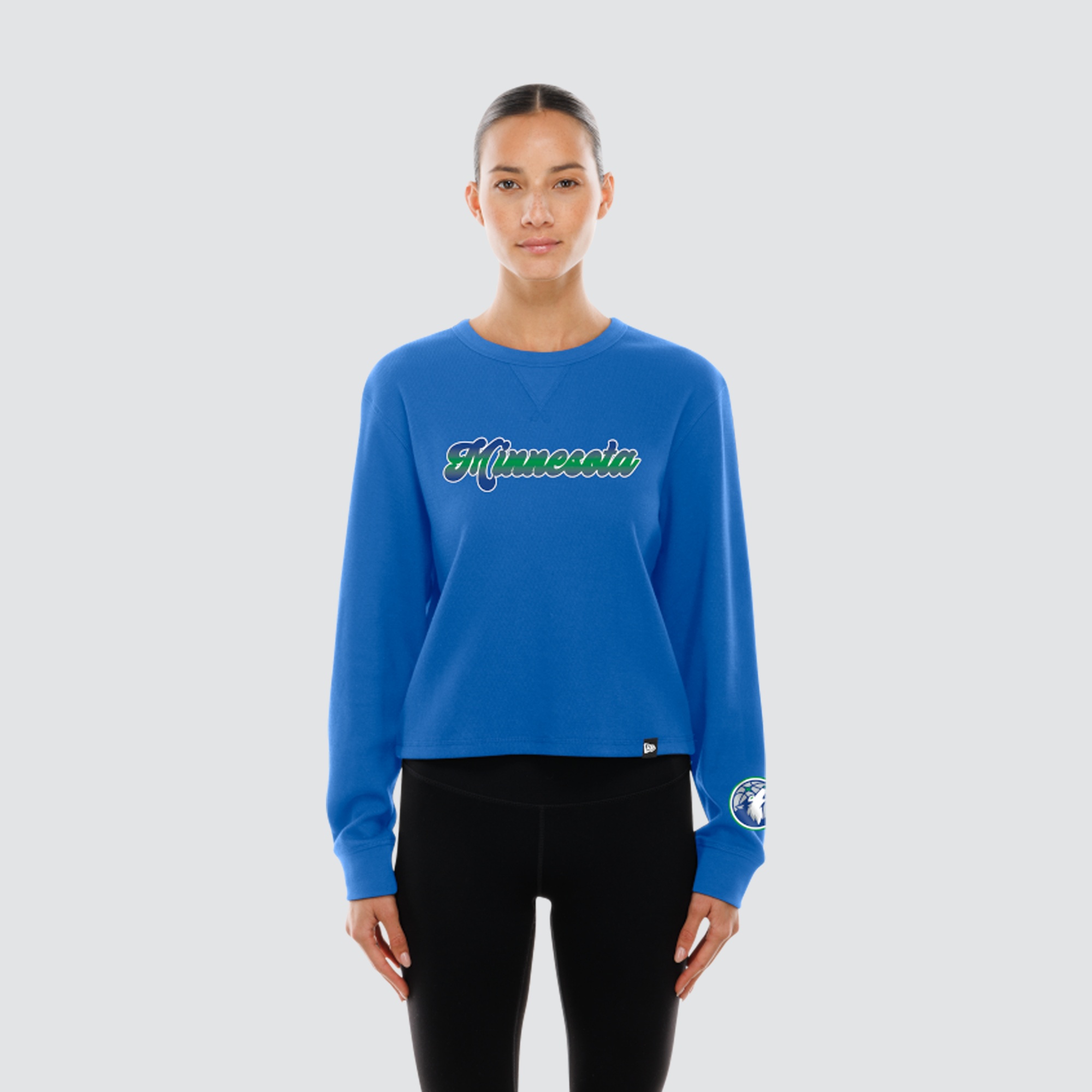 Women's New Era Blue Minnesota Timberwolves Micro Thermal Long Sleeve T-Shirt