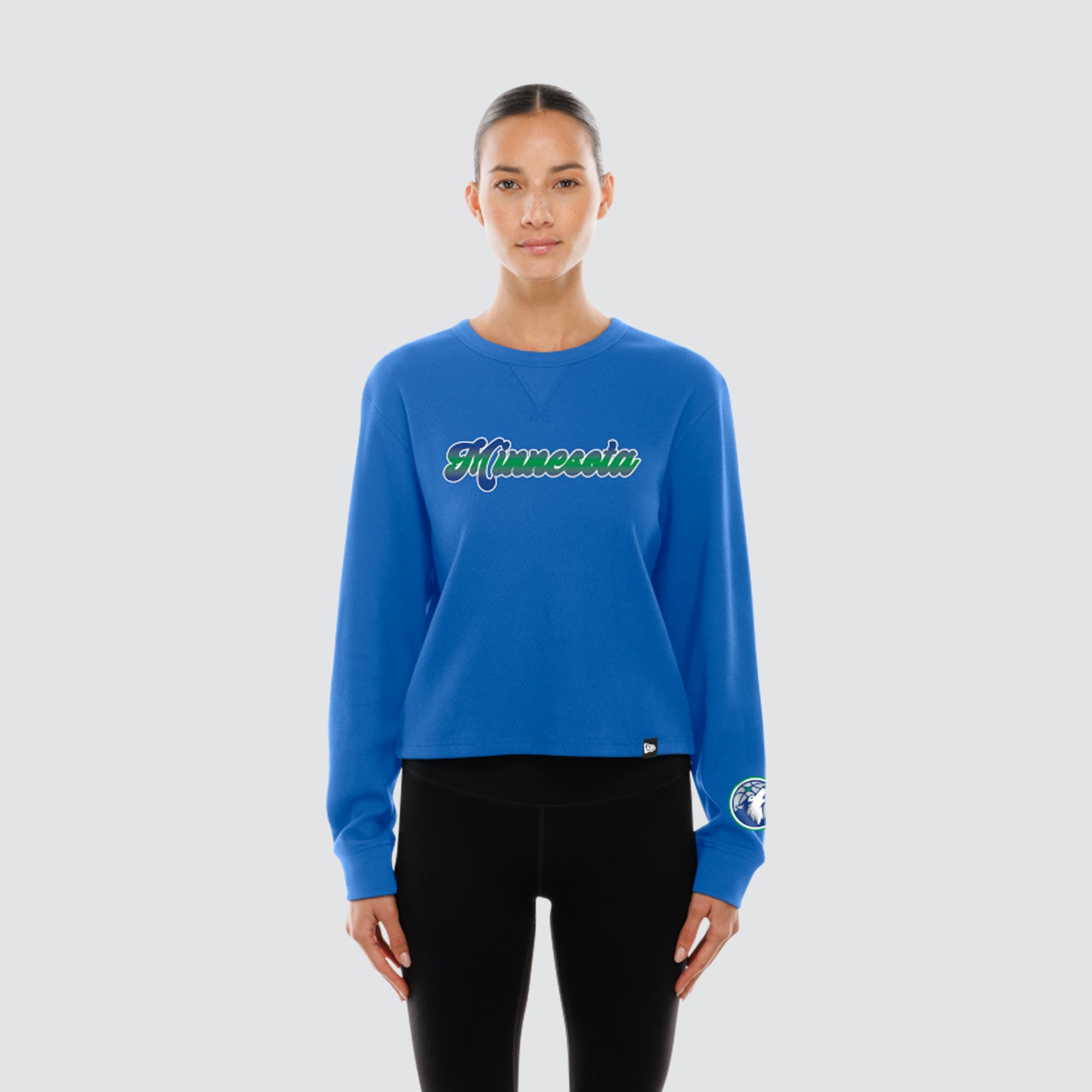 Women's New Era Blue Minnesota Timberwolves Micro Thermal Long Sleeve T-Shirt