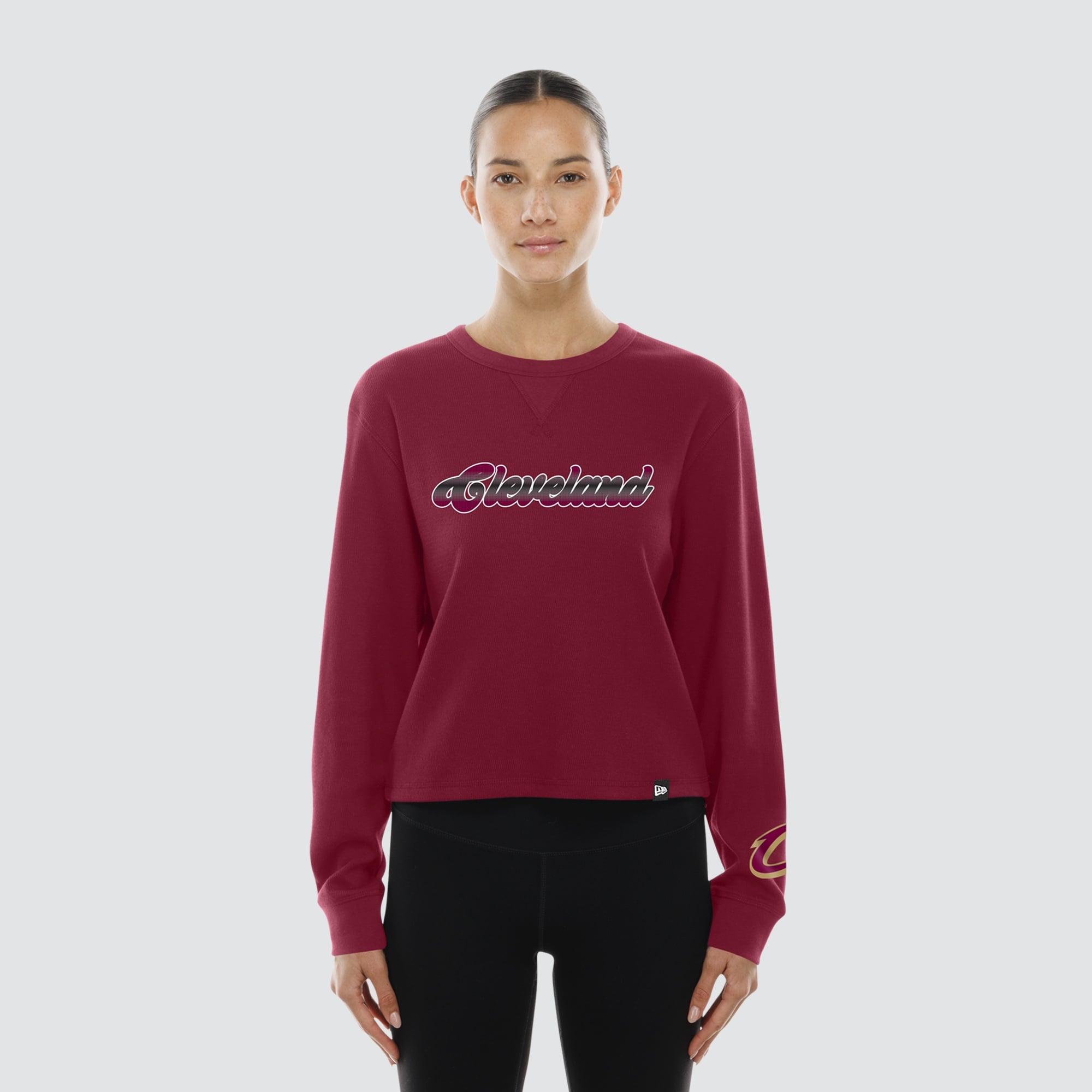 Women's New Era Wine Cleveland Cavaliers Micro Thermal Long Sleeve T-Shirt