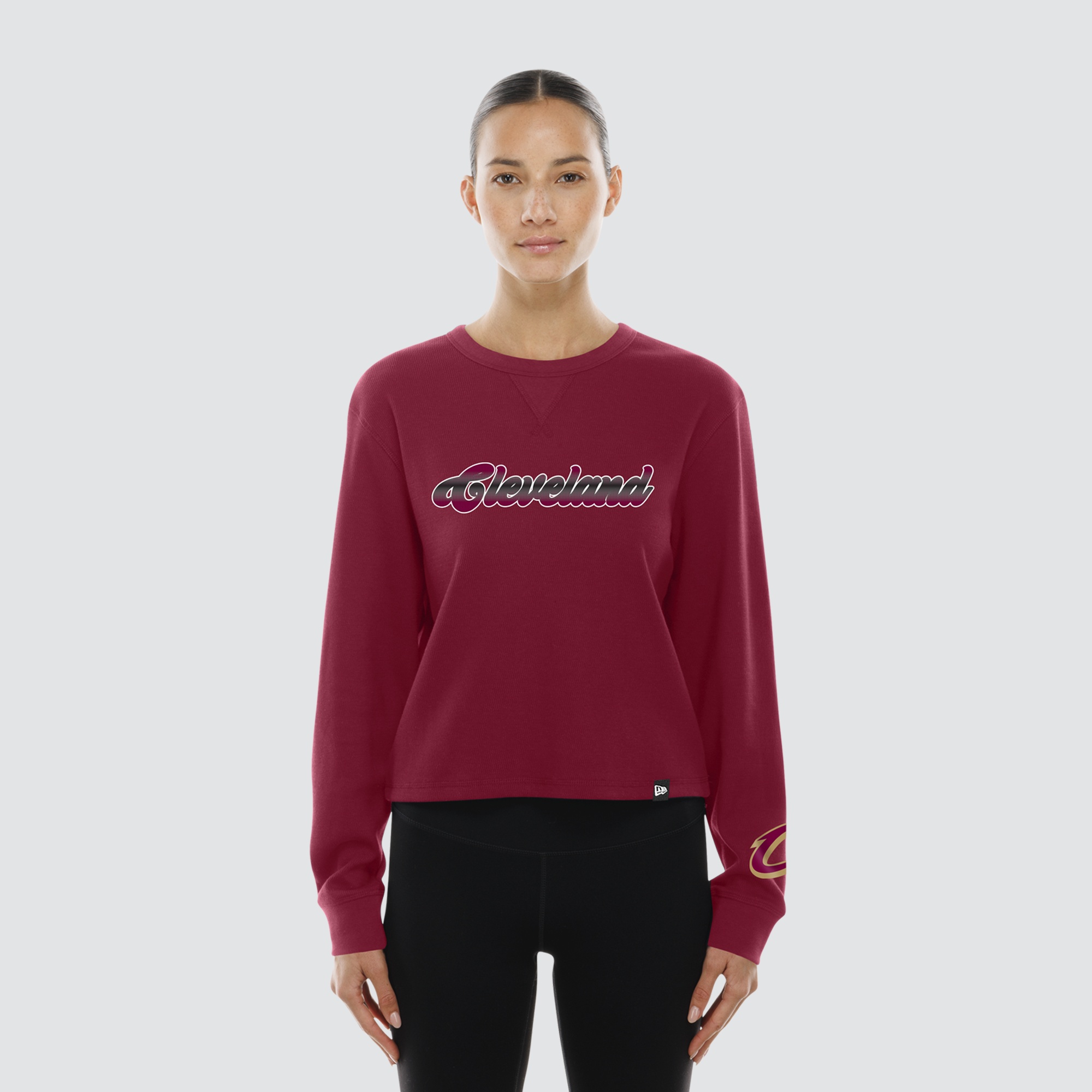 Women's New Era Wine Cleveland Cavaliers Micro Thermal Long Sleeve T-Shirt