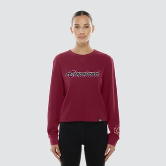 Women's New Era Wine Cleveland Cavaliers Micro Thermal Long Sleeve T-Shirt