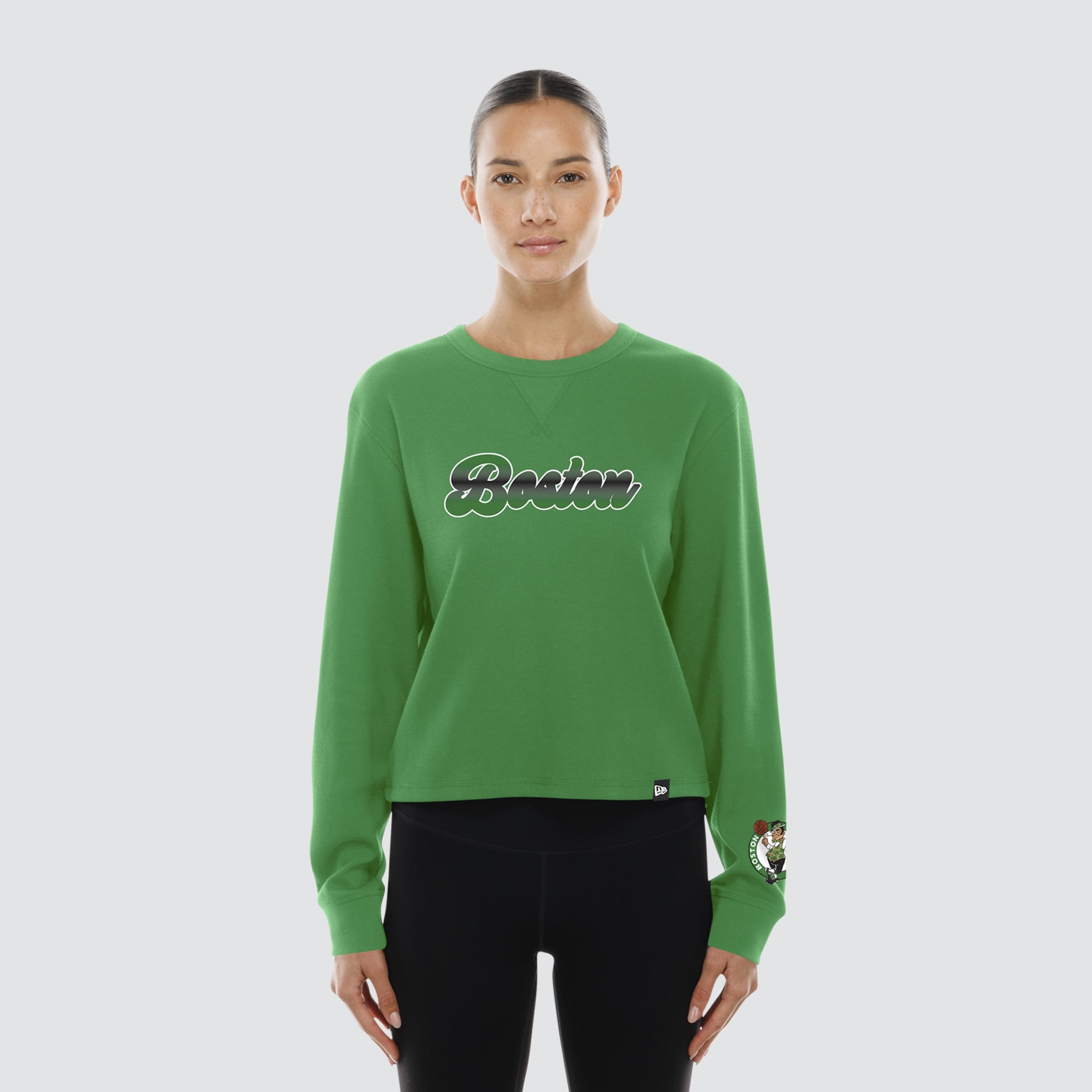 Women's New Era Kelly Green Boston Celtics Micro Thermal Long Sleeve T-Shirt