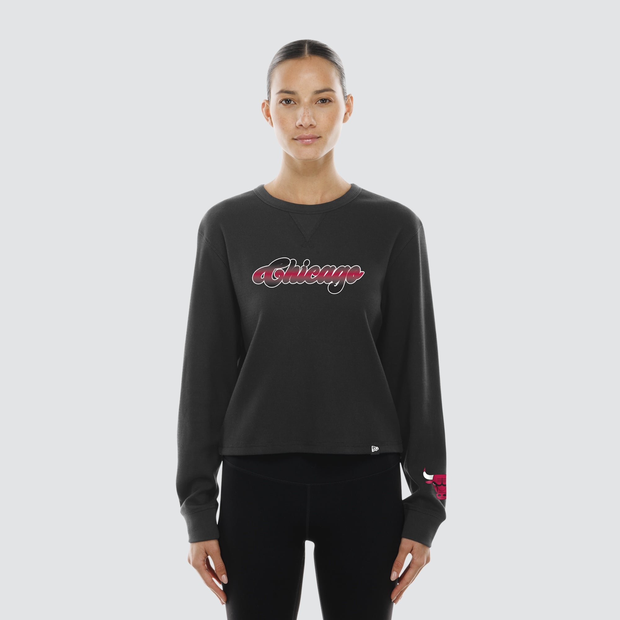 Women's New Era Black Chicago Bulls Micro Thermal Long Sleeve T-Shirt