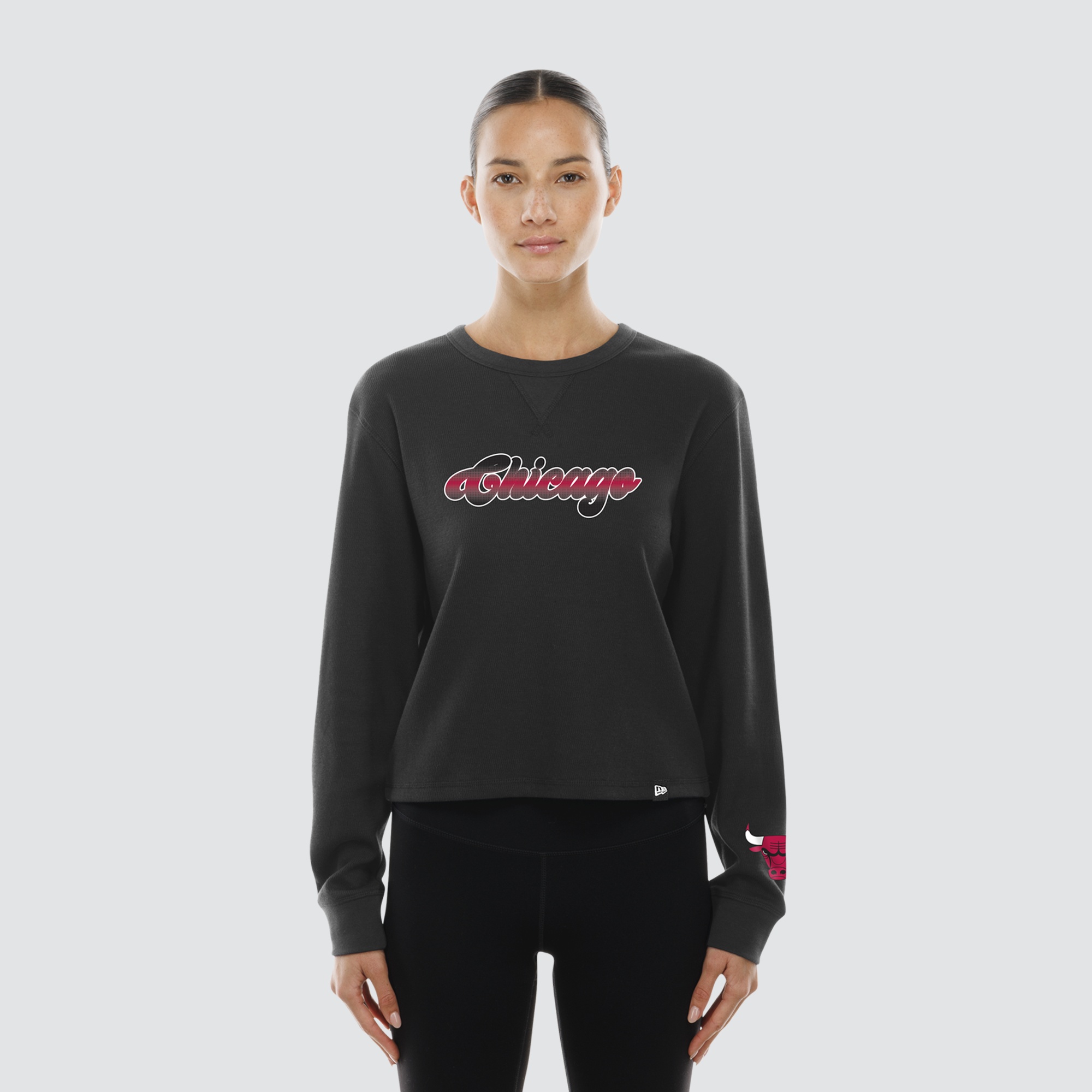 Women's New Era Black Chicago Bulls Micro Thermal Long Sleeve T-Shirt