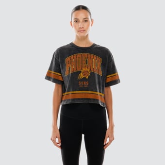 Women's New Era  Black Phoenix Suns Cropped Boxy Mineral Wash T-Shirt