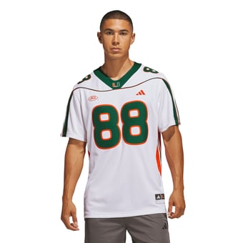 Men's adidas Jeremy Shockey White Miami Hurricanes Away It's Back Premier Jersey
