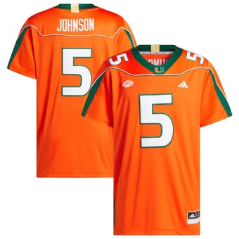 Men's adidas Andre Johnson Orange Miami Hurricanes Home It's Back Premier Jersey