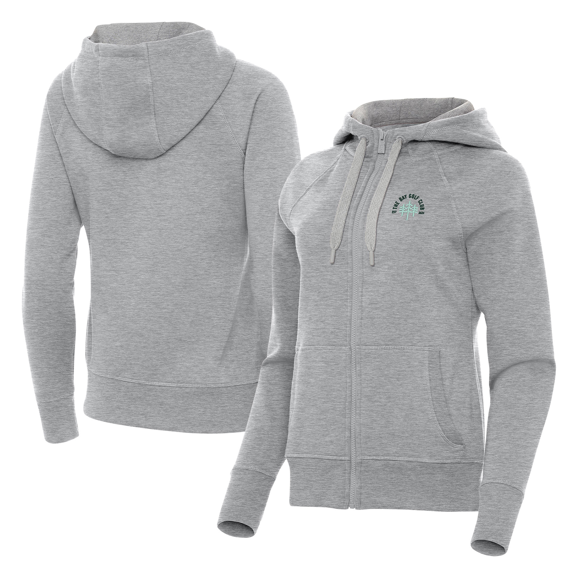 Women’s Antigua Heather Gray The Bay Golf Club Victory Full-Zip Hoodie Women’s Antigua Heather Gray The Bay Golf Club Victory Full-Zip Hoodie