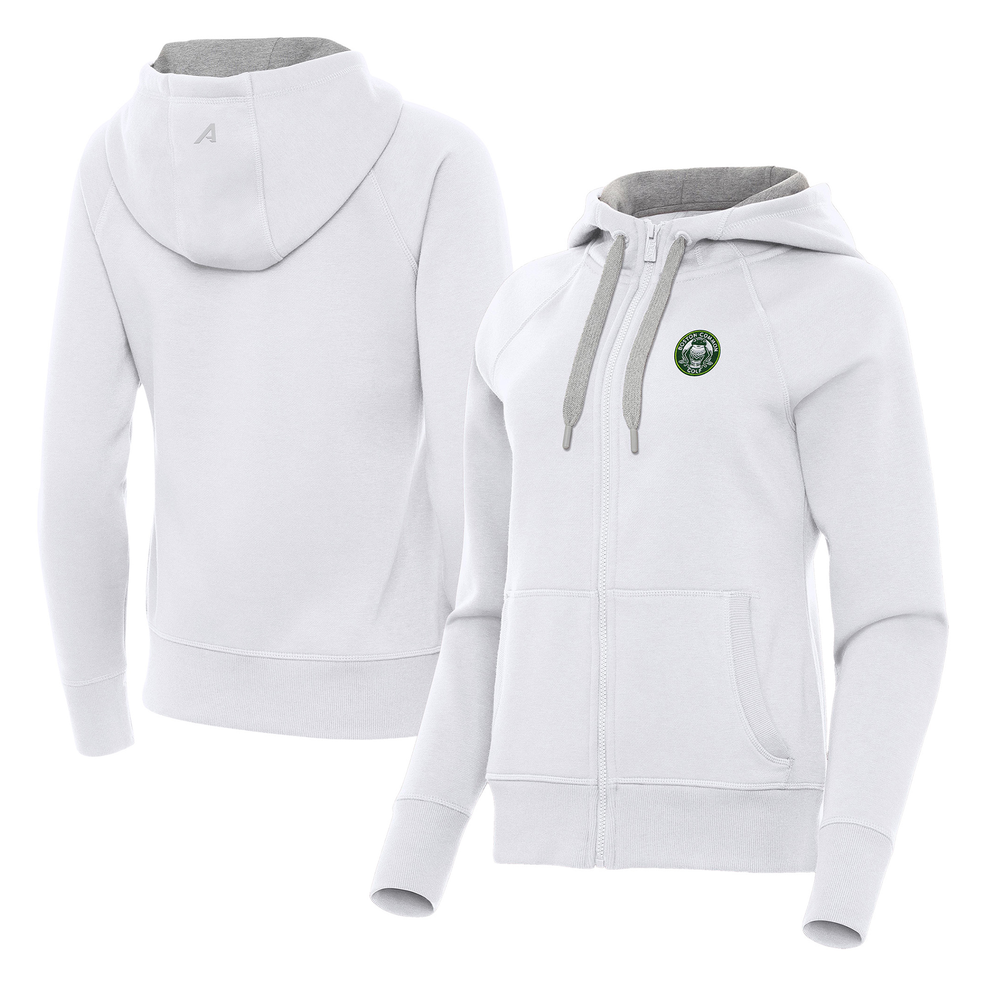 Women’s Antigua White Boston Common Golf Victory Full-Zip Hoodie Women’s Antigua White Boston Common Golf Victory Full-Zip Hoodie