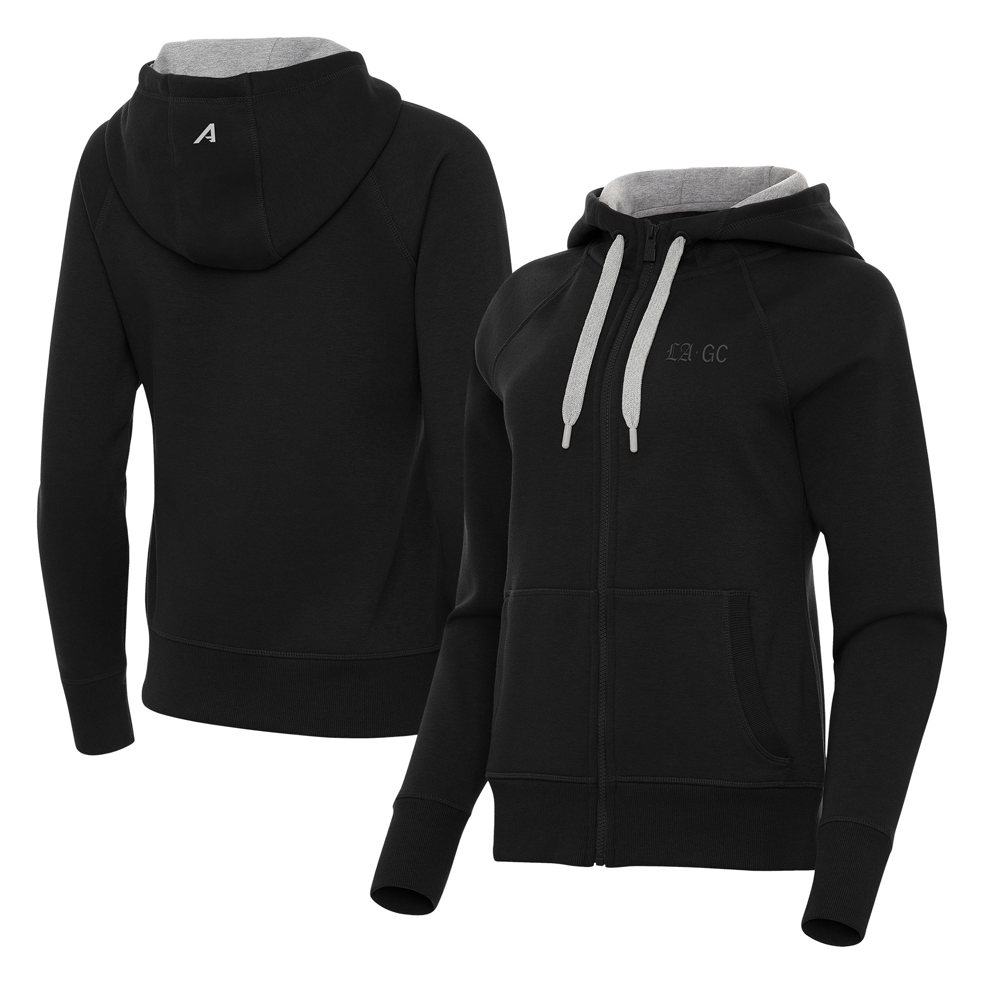 Women’s Antigua Black Los Angeles Golf Club Victory Full-Zip Hoodie Women’s Antigua Black Los Angeles Golf Club Victory Full-Zip Hoodie