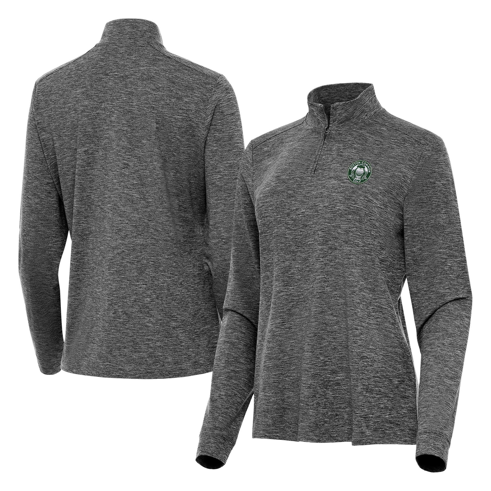 Women’s Antigua Heather Black Boston Common Golf Mentor Quarter-Zip Pullover