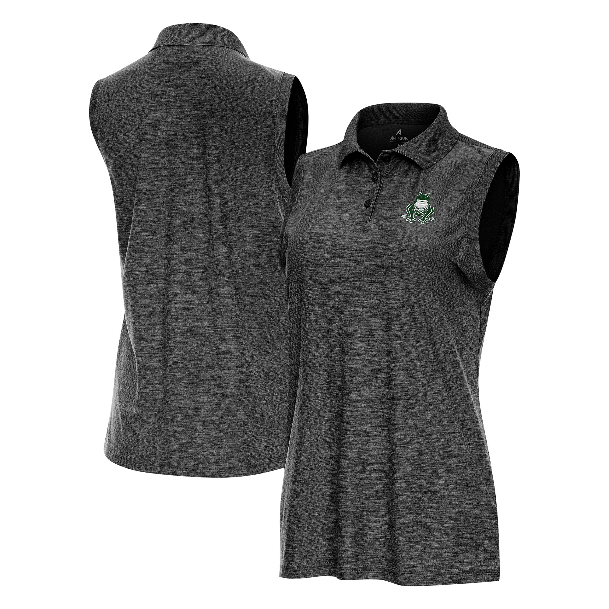 Women’s Antigua Heather Black Boston Common Golf Recap Sleeveless Polo Women’s Antigua Heather Black Boston Common Golf Recap Sleeveless Polo