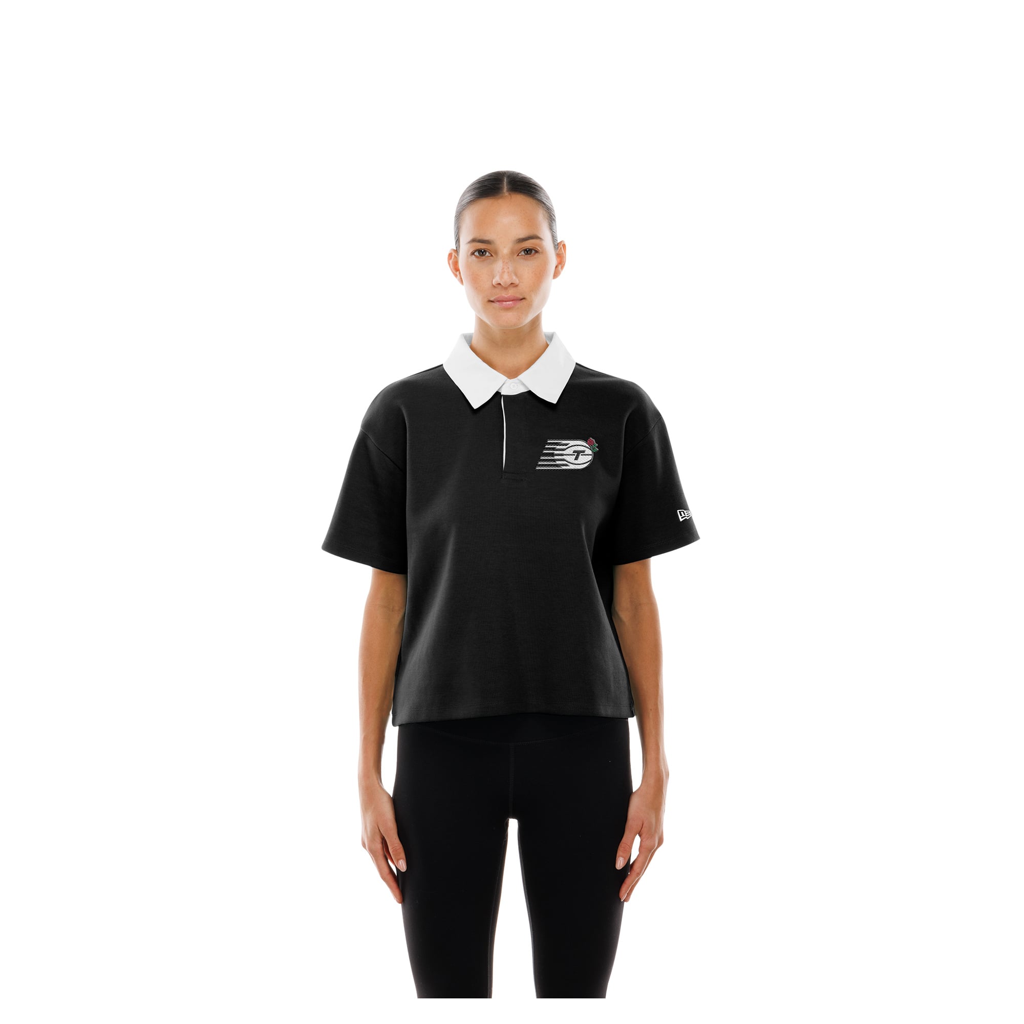 Women's New Era  Black Toronto Tempo Throwback Boxy Cropped Polo