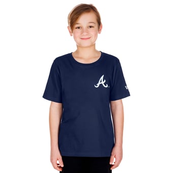 Youth New Era Navy Atlanta Braves Cartoon Logo T-Shirt