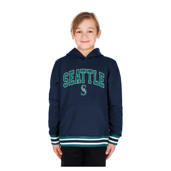 Youth New Era Navy Seattle Mariners Knit Trim Pullover Hoodie