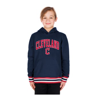 Youth New Era Navy Cleveland Guardians Knit Trim Pullover Hoodie