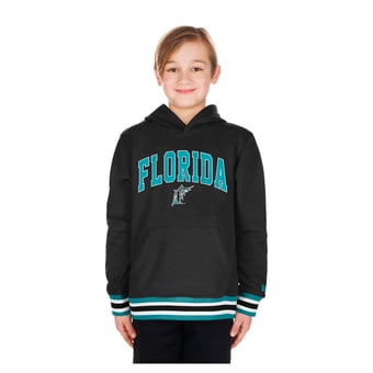 Youth New Era Black Florida Marlins Knit Trim Pullover Hoodie
