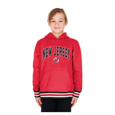 Youth New Era Red New Jersey Devils Knit Trim Pullover Hoodie