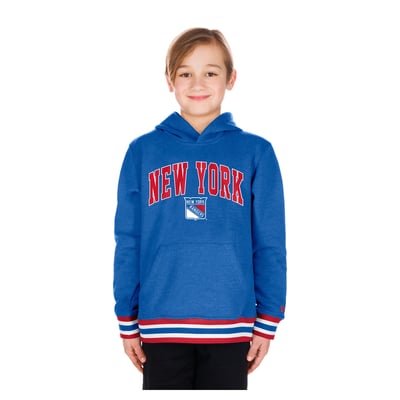Youth New Era Blue New York Rangers Knit Trim Pullover Hoodie