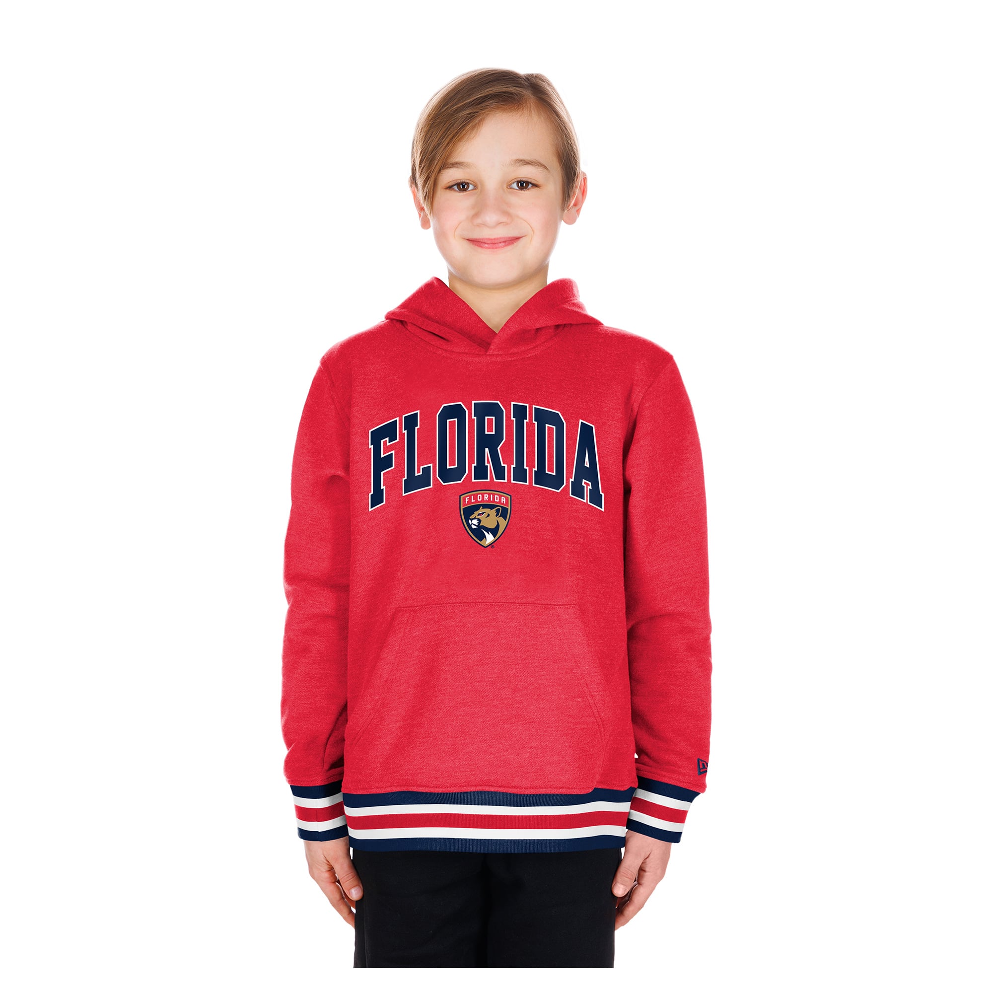 Youth New Era Red Florida Panthers Knit Trim Pullover Hoodie