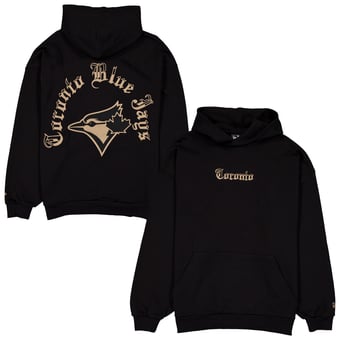 Men's New Era  Black Toronto Blue Jays Heritage Gothic Lettering Pullover Hoodie