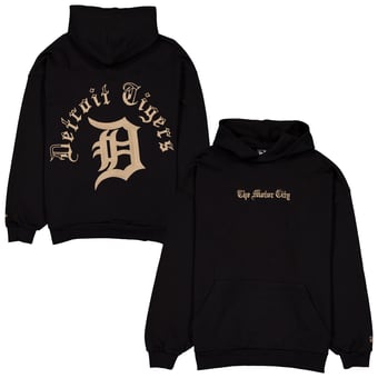 Men's New Era  Black Detroit Tigers Heritage Gothic Lettering Pullover Hoodie
