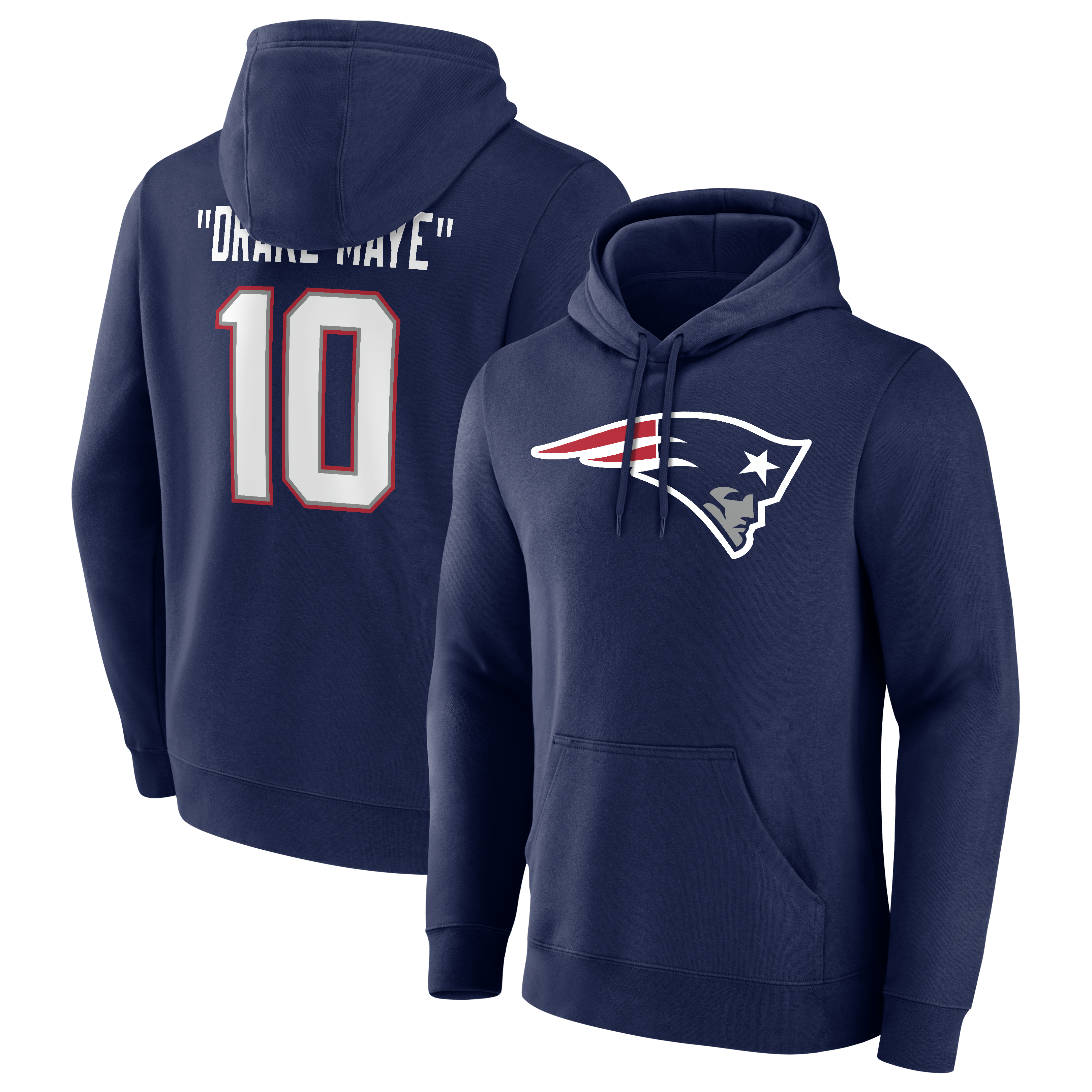 Men's Drake Maye Navy New England Patriots Nickname Hoodie