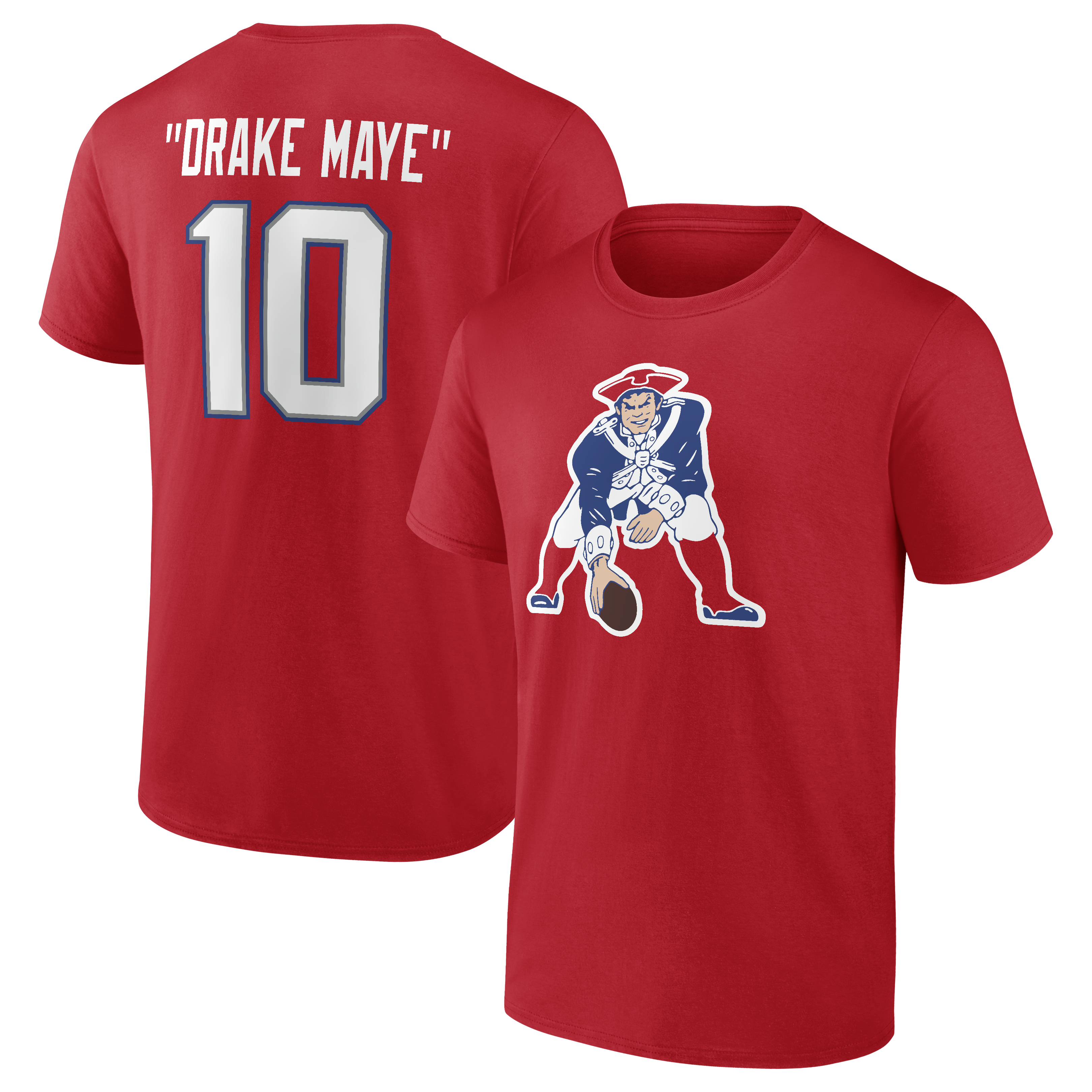 Men's Drake Maye Red New England Patriots Nickname T-Shirt