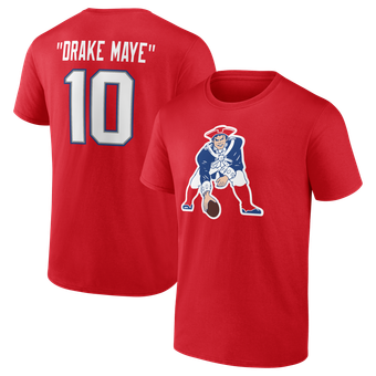 Men's Drake Maye Red New England Patriots Nickname T-Shirt