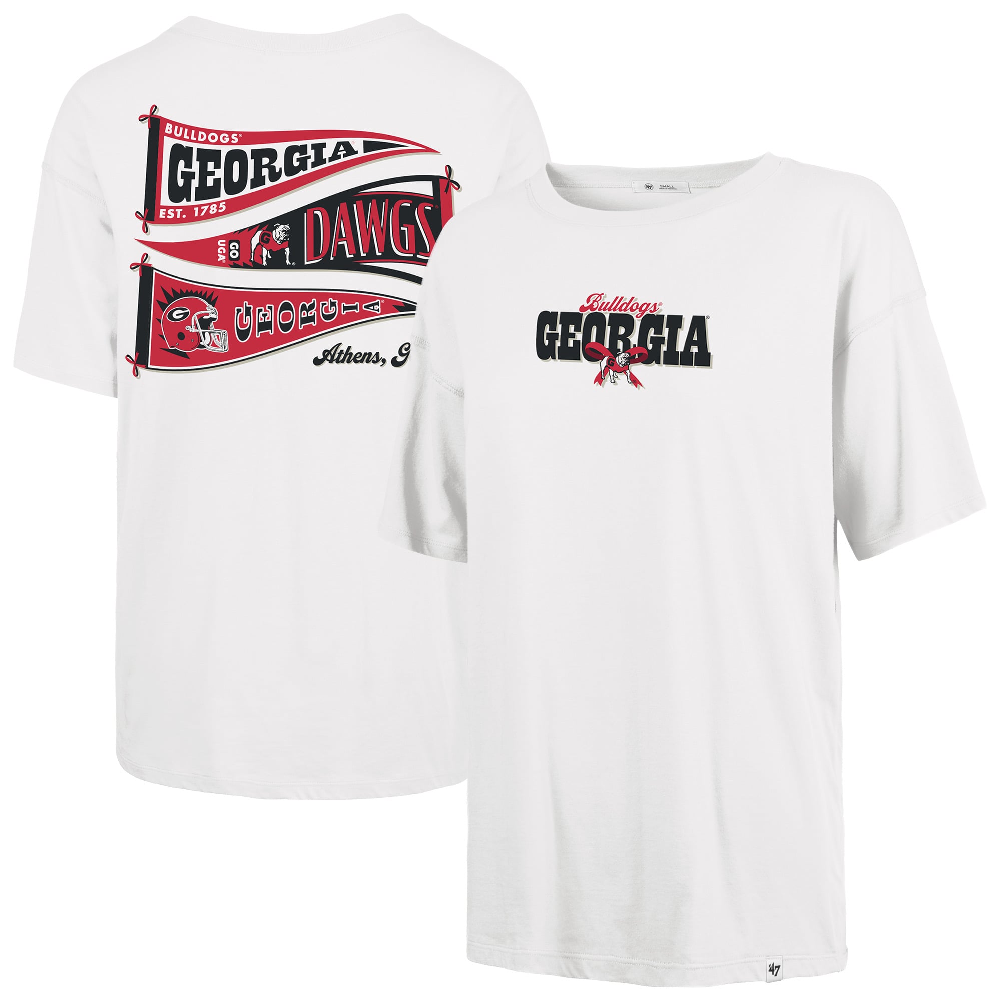 Women's '47 White Georgia Bulldogs Pennant Sadie T-Shirt