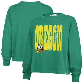 Women's '47  Kelly Green Oregon Ducks Stacked Sydney Long Sleeve T-Shirt