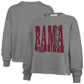 Women's '47  Gray Alabama Crimson Tide Stacked Sydney Long Sleeve T-Shirt