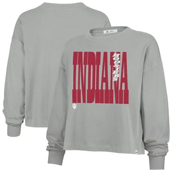Women's '47  Gray Indiana Hoosiers Stacked Sydney Long Sleeve T-Shirt